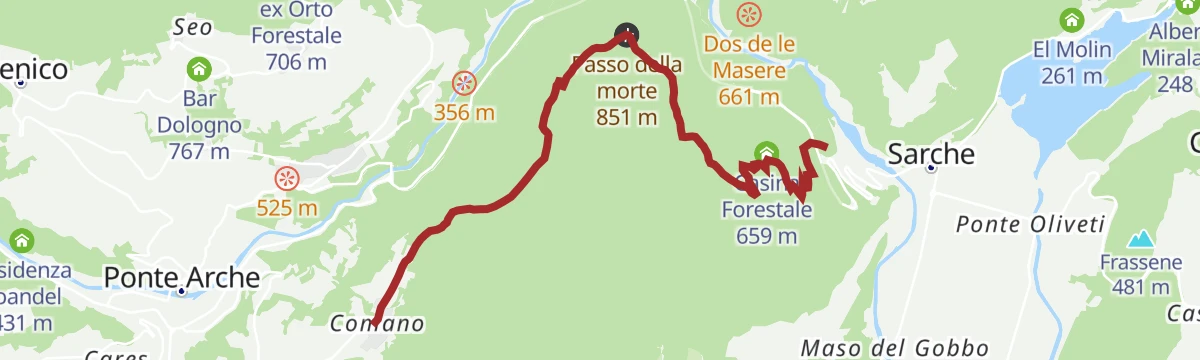 Route map: Passo della Morte: a path through nature and legend